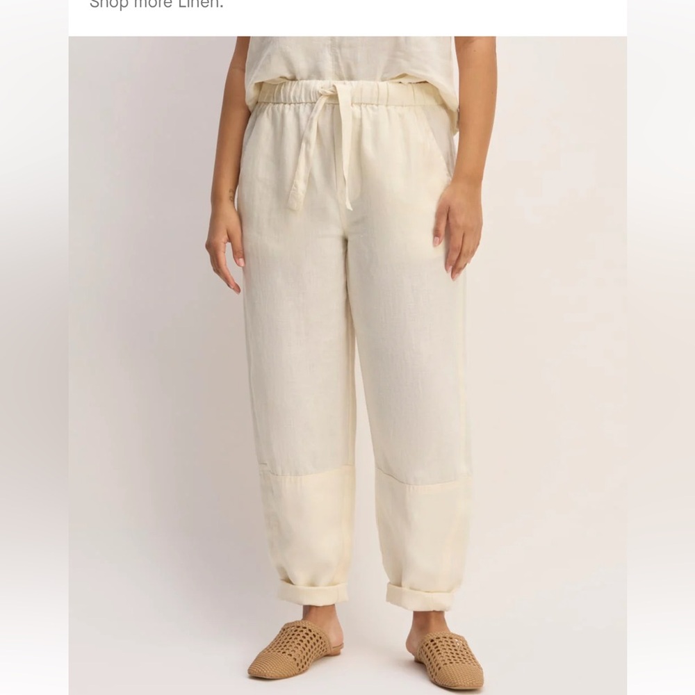 Everlane Bone Color The Linen Pull-On Barrel Pant Size S - Picture 10 of 11